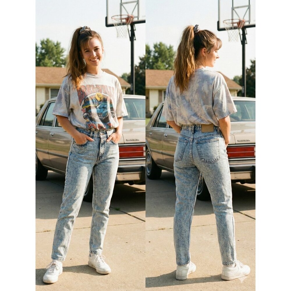 Vintage JCPenney Plain Pockets Acid Wash Jeans Distressed High Rise 25x28 USA